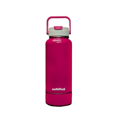 Melbify Stainless Steel | 2-In-1 Thermos Flask With Attached Snacks Container | 1 Litre | Melbisport Maroon | Dual Lid For Sip & Pour | Ideal For Sports, Travel, & Everyday Use