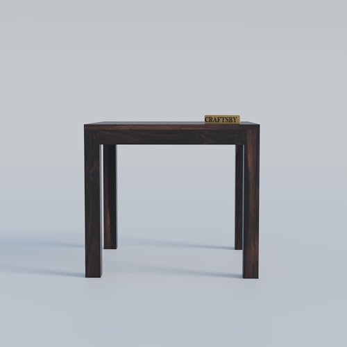 Image of Solid Sheesham Wood 3 Seater Dining Table | Three Seater Dinner Table with 2 Cushions Chairs & 1 Bench | Dinning Table Set 3 Seater for Living Room | Yellow Cushions | Walnut Finish