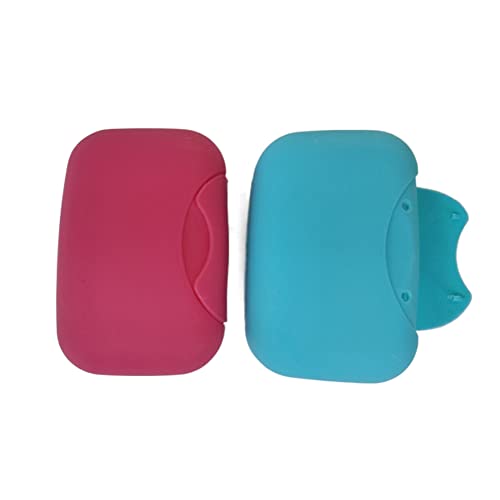 Plastic Soap Case Holder Container, 2 Pcs Portable Travel Soap Box Dish Organizer For Bathroom Home Outdoor Hiking Camping (Rose Red, Blue) #TOP2