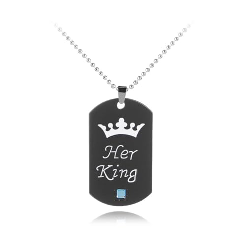 Collier pour couple et porte-clés roi reine en duo de bijoux Saint-Valentin