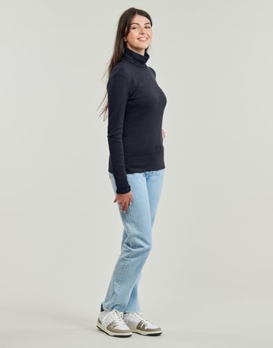 Image of Stylish Black Turtle Neck Cotton Solid Tshirt for Women