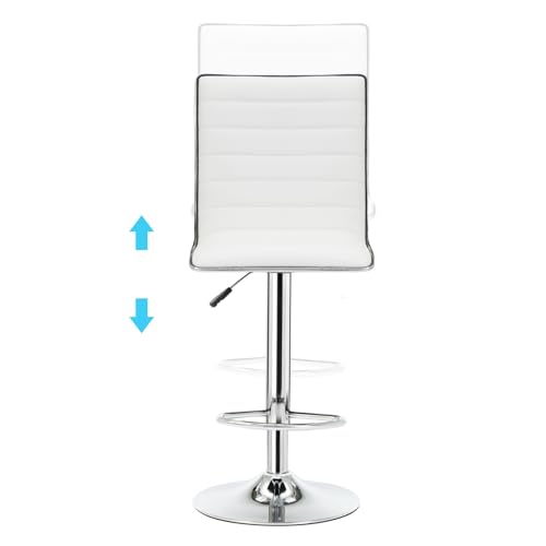 IntimaTe WM Heart Barhocker 2er Set Höhenverstellbarer Barhocker mit Rückenlehne und Fußstütze Drehbarer Barstuhl 2er Set Küchenhocker 36 x 40 x 116cm (Weiß)