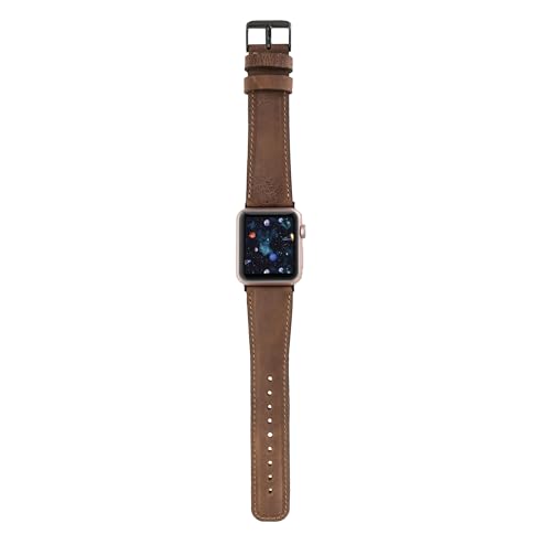 benvato Premium Handmade Leather Watch Band for Apple Watch SE 3 2 1 & Series 11 10 9 8 7 6 5 4 3 2 1 fits 42mm 41mm 40mm 38mm (Saddle Brown w/Black Connector&Clasp) by benvato - Used condition - Image 5