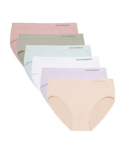 Channo Bragas Clásicas Básicas Mujer de Licra sin Costuras Efecto Invisible Midi Altas Color Liso - Pack de 6, Multicolor A, XL