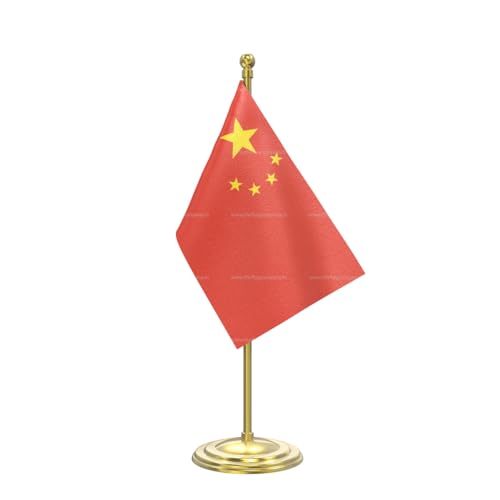 Image of The Flag Company Gold Acrylic Pole with Round Base | Desk Flag for Office, Reception & Home Decor (China)