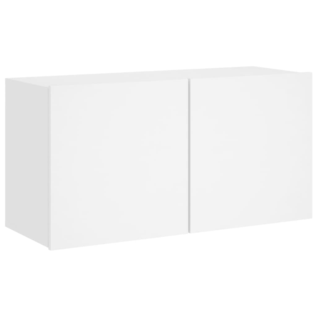 vidaXL Mueble para TV de Pared, Soporte Colgante con Almacenaje, Armario Consola Flotante, Mueble Multimedia para Salón Dormitorio, Blanco