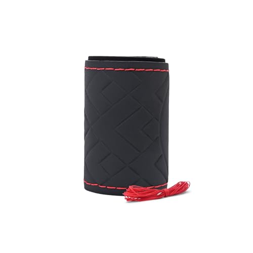 Image of Leather 25CM Universal Fit Car Steering Wheel Cover, Elastic Breathable and Odorless (Red-3)