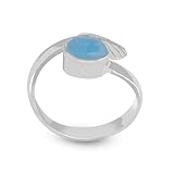 Bague en Blue Chalcedony avec feuille de créateur réglable en argent sterling 925 pour femme et fille, cadeau d'anniversaire