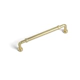 Goo-Ki 6 Pack 5 Inches Satin Gold Charm Brushed Brass Cabinet Handles - Stylish Drawer Pulls for Modern Flair