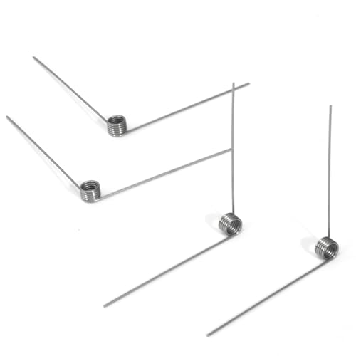 GUNGY Torsionsfeder Edelstahl Drehfeder Drahtdurchmesser 0,8 mm Innendurchmesser 5 mm Armlänge 50 mm 90° 5 Runden Maximaler Einsatzwinkel 54° Linksdrehend Größe 0,8x5x50 mm