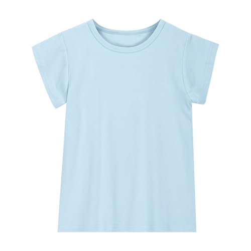 Girls Short Sleeve T-Shirt Solid Color Basic Tees Shirts Summer Casual Cotton Tshirts Cute Tops 6