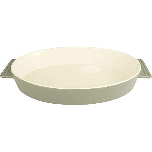 LE REGALO Stoneware Oval Baking Dish, 14x8.5x2, White