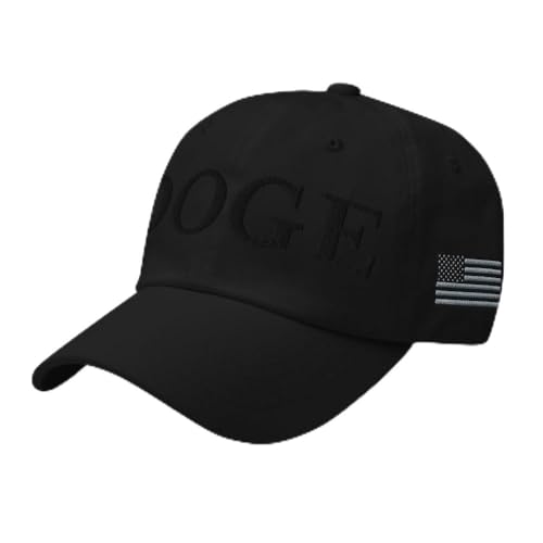 Doge Hat - Subtle Black on Black Style Department of Government Efficiency Elon Musk Inspired Embroidered Dad Cap - Blackout Edition
