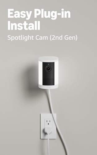 Image of Ring Spotlight Cam, Plug-In (newest model), White with Outside Door Sensor (newest model)