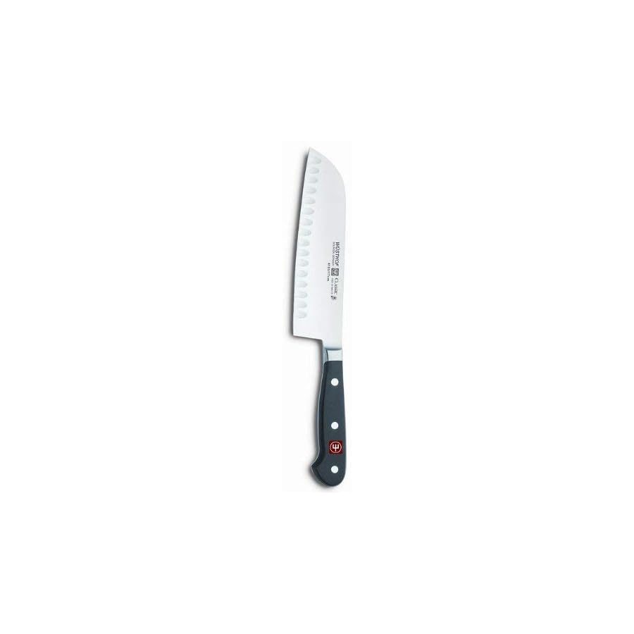 Wusthof 4183 Wusthof Classic Hollow Edge Santoku Knife 7, 7", Black