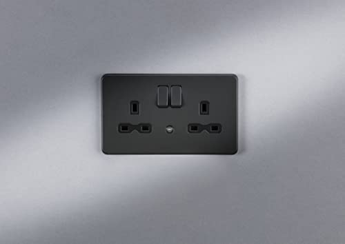 Knightsbridge 13A 2G DP Switched Socket with Night Light Function - Anthracite, Double Socket - Image 4