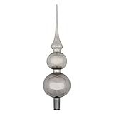 Thüringer Glasdesign Christbaumspitze Silber glänzend, ca. 31 cm, Weihnachtsbaumschmuck