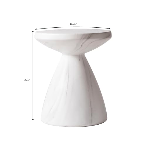 LeisureMod Modern Side Lightweight Fiberstone Top 20” Round Accent Table and Hourglass Pedestal Base for Outdoor, Home, Living Room Dune Series in Marble White by LeisureMod - Image 9