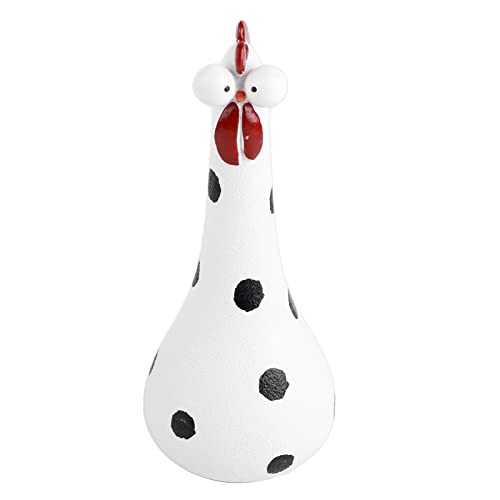 Bordstract Kip Standbeeld, Handgemaakte Lange Hals Kip Big Eye Silly Chicken Decor Microlandschaft Ornament Voor Huis Buiten Tuin Achtertuin Tuin Kunst Decoraties(Wit)