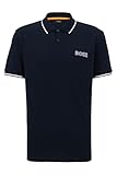 Flachstrickkragen BOSS Herren Pelogox Poloshirt aus elastischem Baumwoll-Piqué mit Logo-Detail Dunkelblau XL