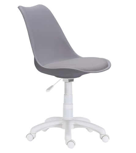 CAMBIA TUS MUEBLES CTM® Silla Escritorio Tulipa – Giratoria Regulable en Altura con Asiento Ergonómico Tapizado en Polipiel en, Estilo Nórdico Moderno para Estudio u Oficina, (Color Gris)