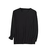 Men's Regular-Fit Crewneck T-Shirts, Long-Sleeve Fashion Solid Pajama Tops Casual Round-Neck Comforable Sleepwear