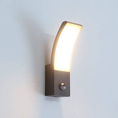 HLFVLITE Applique Murale Extérieure avec Détecteur de Mouvement, Lumière Extérieure LED PIR en Aluminium, IP54, Applique Extérieure Noire pour Patio, Terrasse, Couloir, Garage, Porche, 3000K, 1000LM Cover