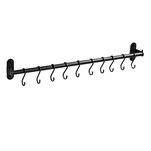Generisch Wandmontiertes Utensilien-Holdregal mit Haken, Space Saving Pot Storage Organizer für Küchenzubehör, Handtücher, Besteck, stilvolles Home Dekor, einfache Installation, Dauerr Metall