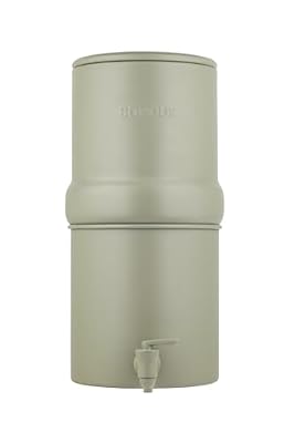 Boroux Compact Gravity-Fed Countertop Stainless Steel Water Filter System | 1.8 Gallons with 2 Authentic Black Foundation. Filters | Sage