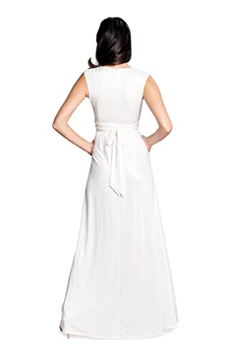 Image of DRESS THE POPULATION Women's Krista V Neck Tie Waist Coated Jersey Slit Front Maxi Dress