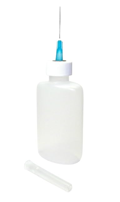 Gaunt Industries HYPO-200-1-1/4 Ounce Clear Oval Plastic Bottle with 25 Gauge Blunt Tip- Oiler Boiler- Precision Dispenser- For Thin Liquids