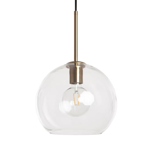 LEDKIA LIGHTING - Lampada a Sospensione Vetro Ona | Design Semplice | Compatibile con Lampadina E27 | Ideale per Soggiorno, Cucina, Camera, Sala | Colore Trasparente, Materiale Vetro