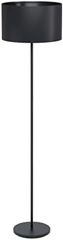 EGLO Pendant lighting Maserlo 1, vintage ceiling light fitting made of black steel and fabric, hanging lamp for dining and living room, E27 socket, Ø 15 inches