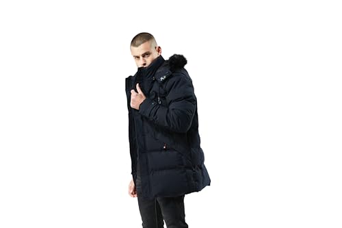 Image of WEEN CHARM Men's Warm Parka Ski Jacket Water Resistant Puffer Jacket Long Winter Coat with Detachable Hood Faux-Fur Trim