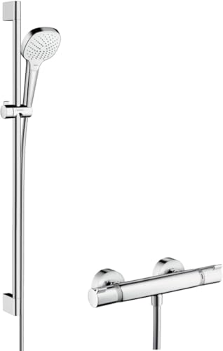 hansgrohe Croma Select E Combi douche Vario avec barre 90 cm / Ecostat Comfort, blanc/chromé, 27082400