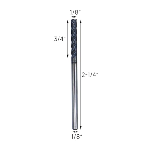 Image of 5pcs 1 /8in Solid Carbide Long End Mills,4 Flute, 30 Degree Helix Bits Tool for Medium Hardness Steel, Brass, Iron