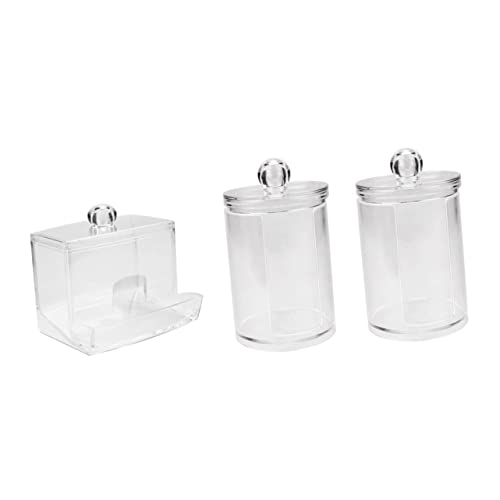 DRESSOOS 3pezzi Scatola Rotonda Trasparente Per Cotton Fioc Barattolo Per Conservare i Cotton Fioc Scatola Per Trucco in Cotone Coperchio Protettivo