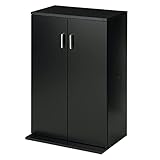 ぼん家具 本棚 扉付き 大容量 書棚 キャビネット CDラック コンパクト おしゃれ ブラック