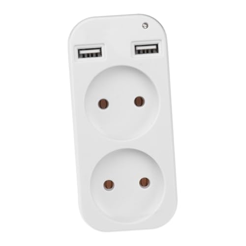 Toddmomy Adaptador Europeo con Doble Enchufe y Puertos USB Convertidor de Corriente Compacto para Hogar Viaje y Oficina Material y Compatible con Voltaje