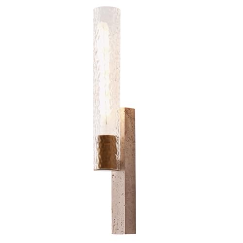 HEBXMF E14 Light Source Yellow Travertine Glass Wall Light, Nordic Industrial Style Wall Lamp, Creative Personality Wall Sconce, Bedside Living Room Balcony Wall Mounted Light Fixtures