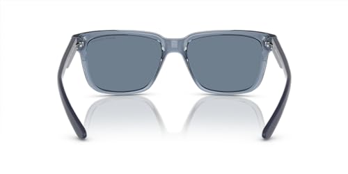 Armani Exchange 112639007 Injected Square Shape Sunglasses for Men, 56 mm Size, Shiny Transparent Blue