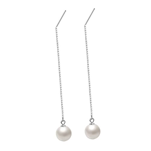ANDRESLAD 1 Paia Orecchini In Argento Sterling Gioielli Di Perle Per Le Donne Orecchini Di Classe Filo D'Argento Catena Di Filo Nappa Di Perle Per Le