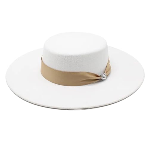 Chapeau fedora feutre premium blanc pour femme avec finitions en satin