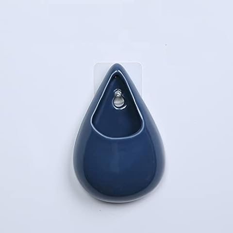Ceramic Planters Vase Drop-shaped Blue Wall Mounted Hanging Decorative Flower Planter Vase Succulent Herb Water Drop Pot Plant Home Office Decor Cover