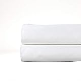 THOMAS LEE 500 Thread-Count Percale, US-Grown Pima Cotton, Classic White, Fitted Bed Sheet - Pure...