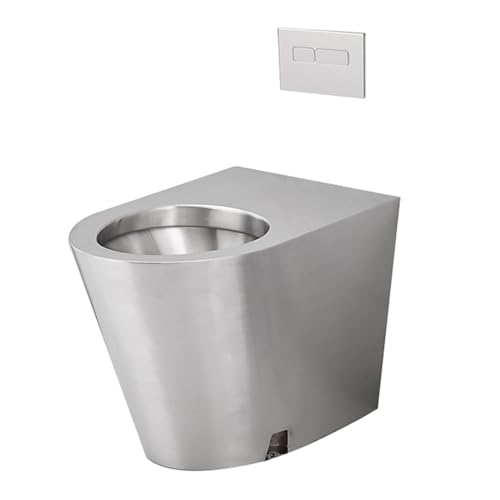 Inodoro de acero inoxidable 304, doble descarga sifónica, eficiente y ergonómico, color plateado, forma cuadrada, altura cómoda de asiento miniatura 1