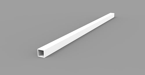 Aluminios Galisur tubo cuadrado de aluminio, 112 cm de largo (lacado blanco, 40mm x 40mm)