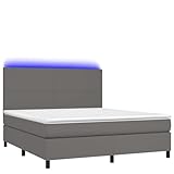 Lit à sommier tapissier avec montage facile et fonctions innovantes - Livré avec des instructions de montage détaillées (port USB utilisable séparément pour l'éclairage). Le matelas à ressorts ensachés réduit le bruit de mouvement, idéal pour les dormeurs agités. Surface en cuir synthétique facile à entretenir - Pratique pour les ménages familiaux.