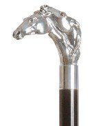 Canne poignée en argent 2 têtes de chevaux pour sublimer vos sorties et soirées mondaines