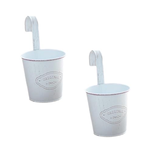 YARNOW 2 pièces Lot de Pots de Fleurs Suspendus Style Vintage Seaux Miniatures pour Plantes Dintérieur et Balcon Décoration Maison et Durable